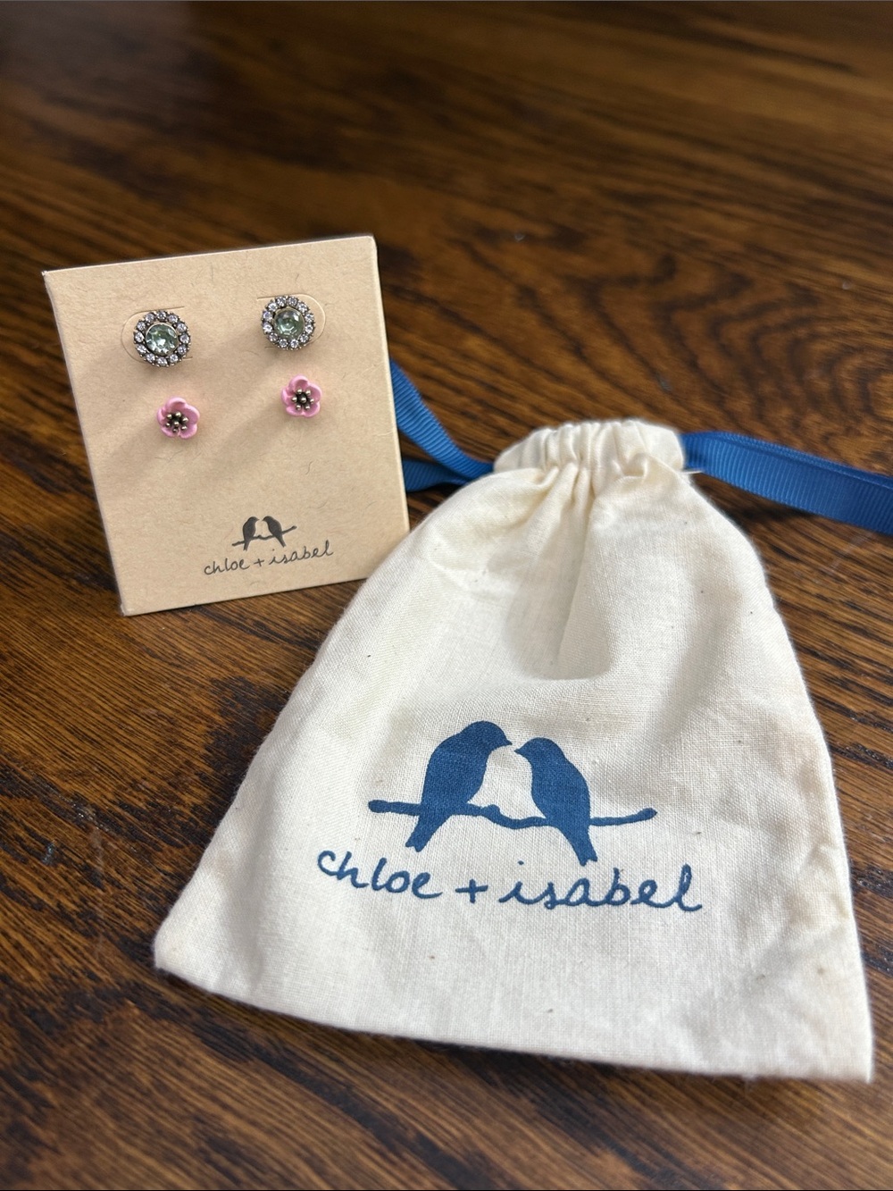 Chloe + Isabel E040 Crystal Halo & Pink Flower Stud Earrings Set